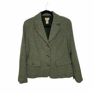 Vintage L.L. Bean Wool Herringbone Tweed Blazer size Medium Petite (N22)